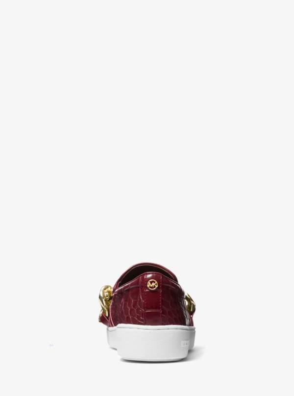 Damske Slip On Michael Kors Keaton Embellished Crocodile Embossed Sneaker Bordove - Topanky Michael Kors Outlet | WLMXT-0726